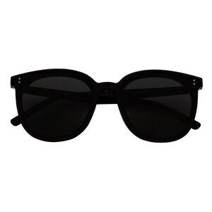 Polarized Womens Oversize 2 Pin Cat Eye Sunglasses Gloss Black Smoke Tint
